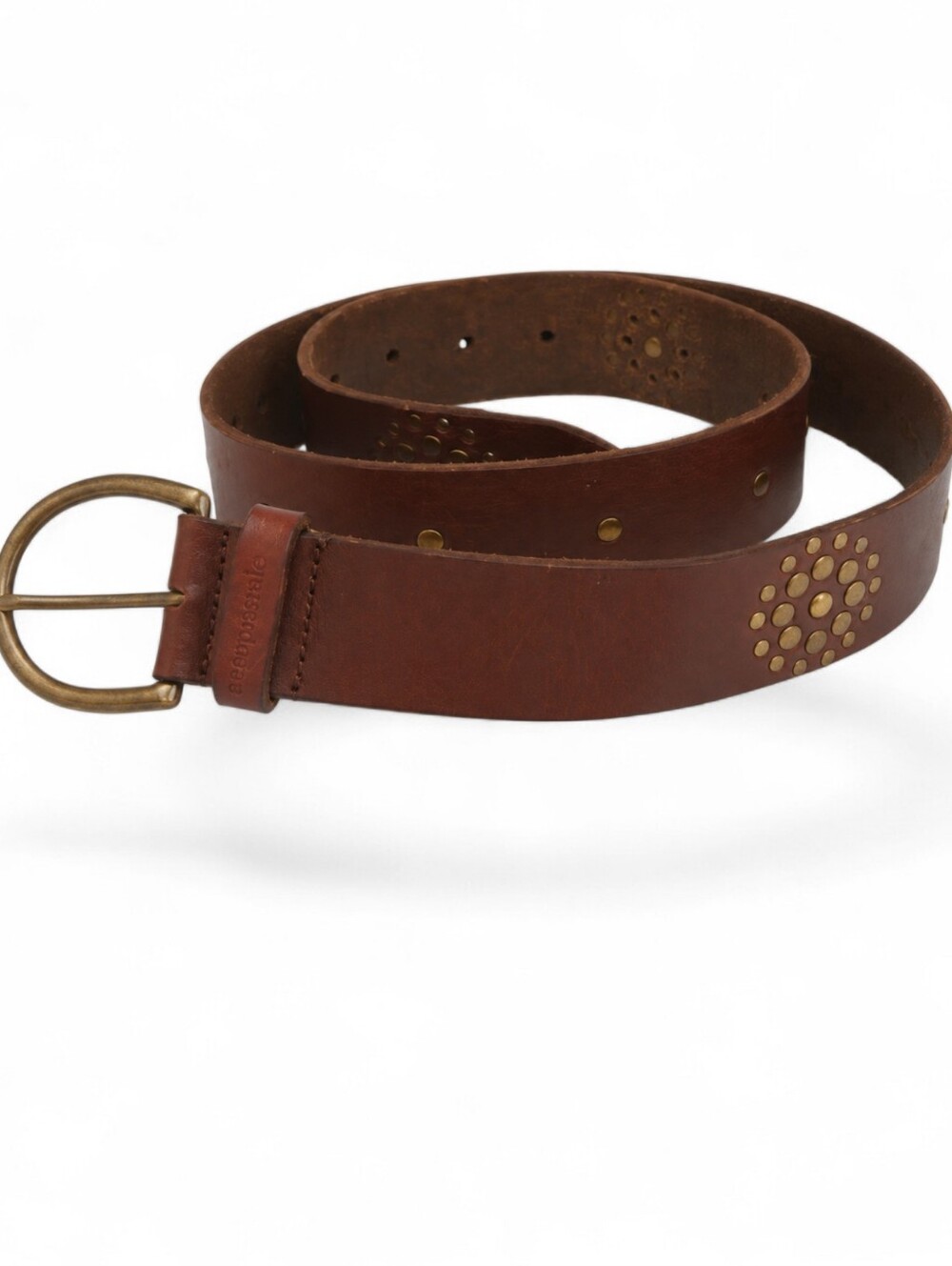 Aeropostale Studded Leather Belt Medium Brown 41" Boho Western